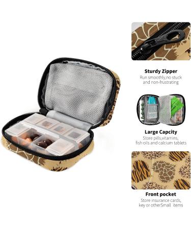 SUABO Travel Pill Organizer - Leopard Giraffe & Zebra Print Weekly Pill Case for Vitamins & Supplements - Buy Online on GoSupps.com