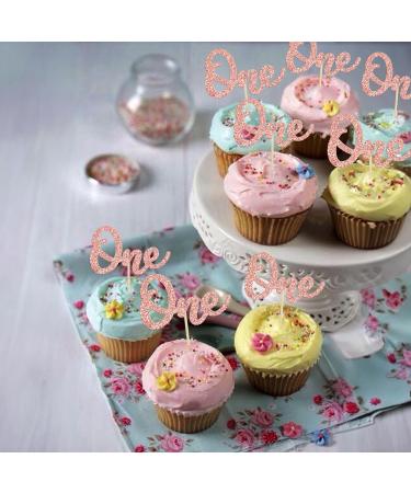 Gyufise 24Pcs Rose Gold One Cupcake Toppers Glitter First Birthday Baby Shower Cupcake Picks Baby Shower Kids Boys Girls 1st Birthday Party Cake Decorations Supplies Rose Gold-1 - Buy Online on GoSupps.com