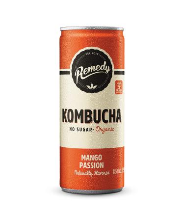 Remedy Kombucha Tea Organic Drink | Sugar-Free, Keto, Vegan & Gluten-Free | Mango Passion Flavor | 8.5 Fl Oz Can 24-Pack - Buy Online on GoSupps.com
