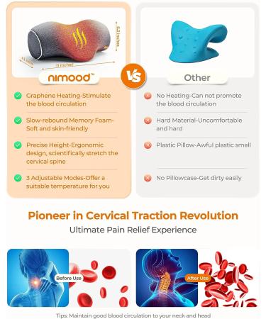 NIMOOD Neck Stretcher with Graphene Heating - Cervical Neck Traction Device for Neck Pain Relief and Muscle Relaxation - Grey - Buy Online on GoSupps.com