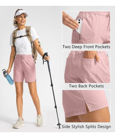 Soothfeel Women's Hiking Cargo Shorts - Quick Dry Athletic Golf Shorts - 7 Inch - H-pink, X-Small - Buy Online on GoSupps.com