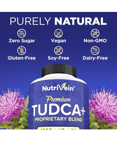 Nutrivein Premium TUDCA+ Liver Support Supplement 1000mg - 30 Day Supply (60 Caps): TUDCA Supplement Bile Salts for Liver Wellness - Buy Online on GoSupps.com