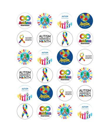 6 x Autism Awareness Mix Edible Wafer or Icing Cupcake Toppers Fun Party Cake Decorations Perfect For Brownies Cookies Muffins & More! (Edible Wafer Card)