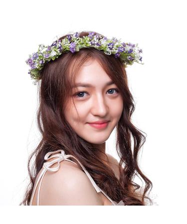 Yili Maizi Purple Flower Crown Bridal Eucalyptus Halo Headband for Women & Girls - Perfect for Wedding & Photoshoots - Buy Online on GoSupps.com