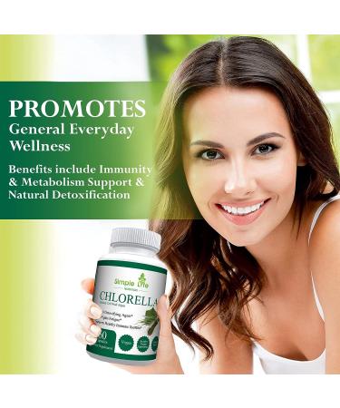 Organic Chlorella Capsules for Blood Pressure, Immunity & Cholesterol - 60CT | Non-GMO Vegan Supplements with Chlorophyll, Iron & Protein - Buy Online on GoSupps.com