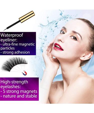 EARLLER Magnetic Eyelashes & Eyeliner Kit - 7 Pairs Natural Look False Lashes, Reusable 3D & 5D Set - No Glue, Easy Application - Buy Online on GoSupps.com