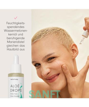  HelloBody HelloBody ALOE DROPS (30 ml) - Face serum for normal and dehydrated skin - Daily face Glow Drops - Facial care with plant-based squalane - Buy Online on GoSupps.com