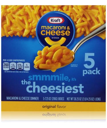 Kraft Original Flavor Macaroni and Cheese Meal (7.25 oz Boxes, Pack of 5)