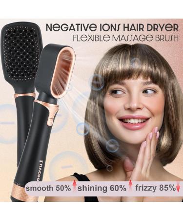 Buy 5-in-1 Blow Dryer Brush - Versatile Ceramic Titanium Hot Air Brush for Drying Straightening Curling & Voluming - Perfect for Women - Black Gold - Buy Online on GoSupps.com