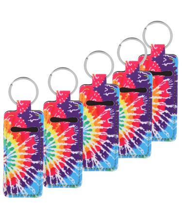 POPETPOP Lipstick Keychain 5pcs Lip Balm Holder Keychain Clip On Lipstick Sleeve Portable Neoprene Lipstick Holder Bag Elastic Lip Balm Keychain Rainbow
