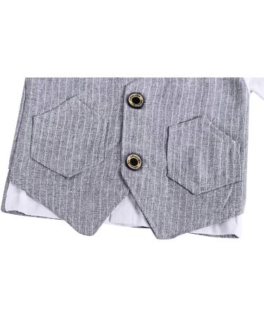 AmzBarley Boys Gentlemans Outfit Suit | Long/Short Sleeve Shirt, Pants, Vest, Bowtie | Birthday Party Tuxedo Rompers | Grey | Size 3-4 Years - Buy Online on GoSupps.com