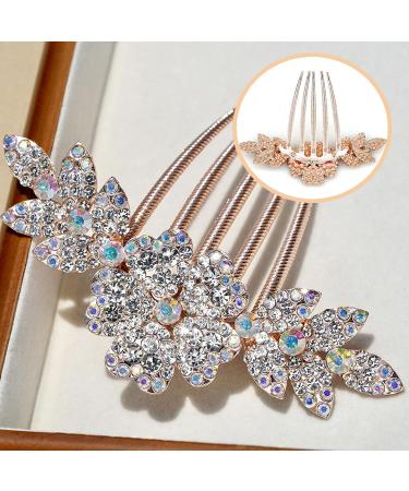 Bridal Bride Hair Accessories Flower Alloy Leaf Hair Pin Wedding Hair Piece Pins for Women Mother of Bride Handmade Comb Multicolored Hair Accessories for Wedding and Party - Buy Online on GoSupps.com