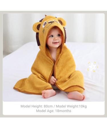 Bamboo Hooded Baby Bath Towel | Toddler Wearable Blanket | Lion Animal Bathrobe 75x75cm - Buy Online on GoSupps.com