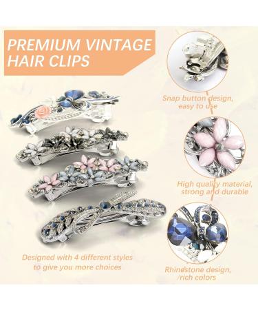 4Pcs Vintage Metal Leafy Hair Barrette Set for Women & Girls | Retro French Hair Clips - Buy Online on GoSupps.com