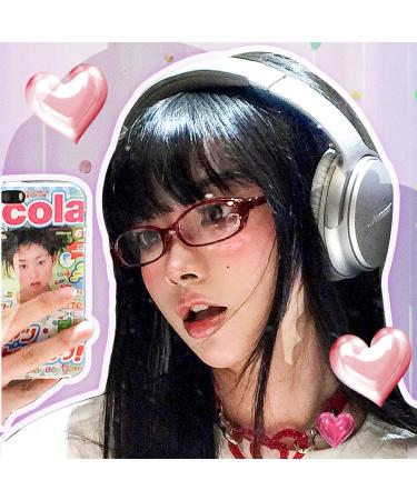 TJUTR Women's Blue Light Blocking Fake Glasses | Non-Prescription Y2K Cosplay Eyewear Frame TB22512-V1 - Stylish & Durable Black Frame - Buy Online on GoSupps.com