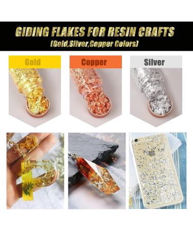Gold Foil Flakes for Resin - 8 Bottle Set | Gilding Flakes for Nails, Crafts, Painting, Art, Slime - Gold, Silver, Copper, Red, Blue, Purple, Green, Peach - Buy Online on GoSupps.com