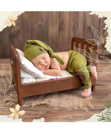M&G House Brown Wooden Newborn Photography Prop Bed | Vintage Baby Photo Shoot Accessory - Buy Online on GoSupps.com