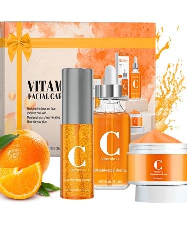 Vitamin C Skin Care Sets & Kits Teenage Girls Gifts Skin Care Set For Hydrating Repairing Anti-Aging Facial Kit Travel Size Skincare Set With Spray Serum Face Cream Brighten Face Care Sets