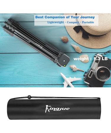 KINGJUE 60'' Camera Phone Tripod Stand for Canon Nikon DSLR | Universal Tablet Phone Holder, Remote, Bubble Level, Carry Bag | Max Load 6.6LB - Buy Online on GoSupps.com