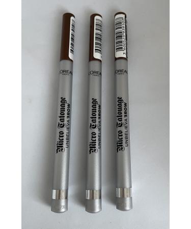 3x Loreal Micro Tatouage Unbelieva Brow eyebrow pencil - 105 Brunette