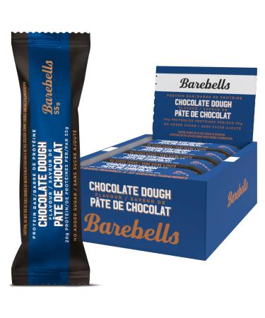 Barebells Protein Bars Chocolate Dough with 1g of Total Sugars - 12 Count 1.94 oz Bars - Snacks with 20g of High Protein - On The Go Protein Snack & Breakfast Bars Chocolate Dough 12 Count (Pack of 1)