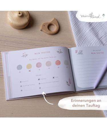 Mintkind Baptism Book | Perfect Baptism Gifts for Boys & Girls | Memory Book & Godchild Gift | Ideal Godmother Gift with Flower Design - Buy Online on GoSupps.com