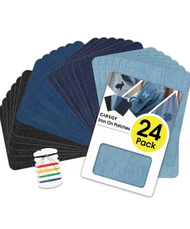 CAREGY Iron on Patches for Clothing Repair Denim Patches Iron on 4 Shades Jean Patches Repair Decorating Kit 24PCS Iron on Patch Size 3" by 4-1/4" (7.6 cm x 10.8 cm) 24pack-blue - Buy Online on GoSupps.com