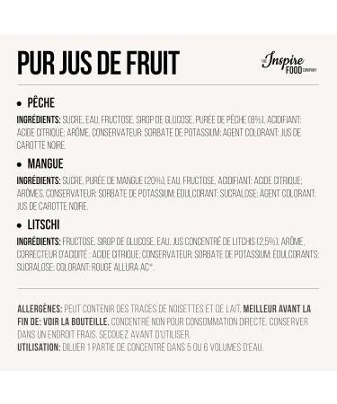 INSPIRE FOOD Sirop de Bubble Tea 3-Pack | P che Mangue et Litchi | Pur Jus de Fruits | 300 ml - Buy Online on GoSupps.com