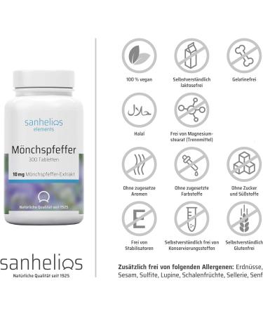 Sanhelios Monk Pepper - High-Dose 300 Vegan Micro-Tablets | 10mg Pure Monk Pepper Extract | Easy to Swallow | Made in Germany - Buy Online on GoSupps.com