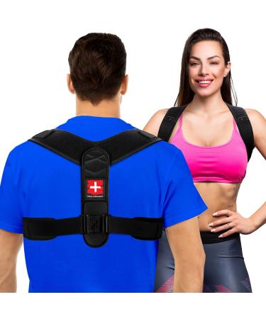 Pohl Schmitt Posture Corrector for Women and Men  Back Brace - Body Alignment Improvement & Support - Adjustable Back Straightener - Prevent and Relief Neck  Back & Shoulder Pain  Black