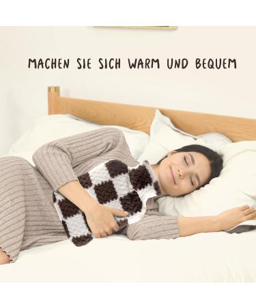 Buy SAMPLY 2L Hot Water Bottle with Soft Cover | Fluffy Bed Bottle for Kids & Adults | Perfect Gifts for Women - Brown & White - Buy Online on GoSupps.com