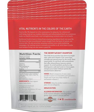 Organic Camu Camu Powder - Earthtone Foods 8 oz (226g) | Superfood Boost - Buy Online on GoSupps.com