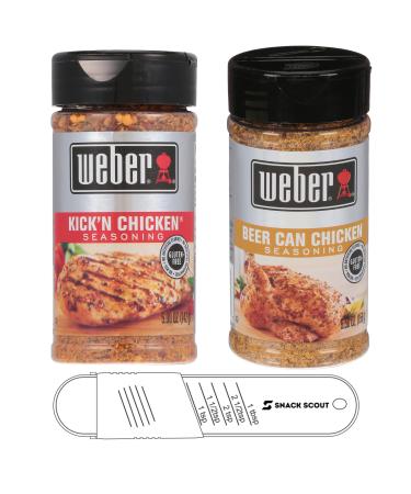 Weber American Chicken Seasoning Kick'n Chicken and Beer Can Chicken | Bundle With Snack Scout Measuring Spoon
