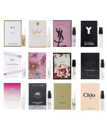 Women's Perfume Samples Designer Perfumes for Women Gift Set Travel Size Mini Perfume Sampler 12 Brands fragrance. 0.06 Fl Oz (Pack of 12)