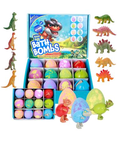 Bath Bombs for Kids with Toys Inside Surprise, Dino Egg Bath Bomb Kit with Dinosaur Toy Organic and Natural Bubble Bath Fizz Spa Bath Set Gift, for Birthday Easter Christmas Boys and Girls Gifts