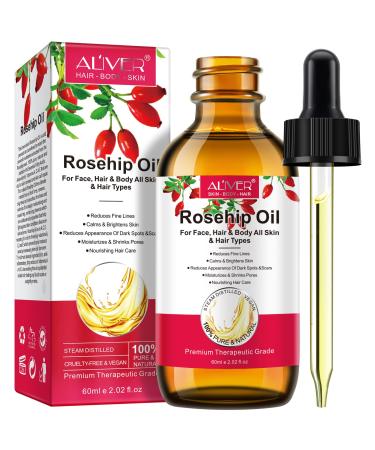 Rosehip Oil Organic Rosehip Seed Oil Anti-Aging Hydrating Nourishing & Moisturising Rose Hip Oil for Skin Hair Nails 100% Pure Cold Pressed Unrefined for All Skin & Hair Types