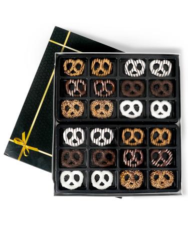 Chocolate Covered Pretzels Gift Box (Dark White & Peanut Butter Deluxe 24)