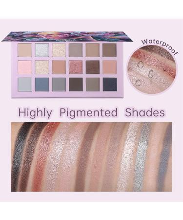 UCANBE Florescence Eyeshadow Palette - 18 Highly Pigmented Nude & Brown Shades for Smokey Eyes | Matte Shimmer & Glitter Makeup for Women & Girls - Buy Online on GoSupps.com