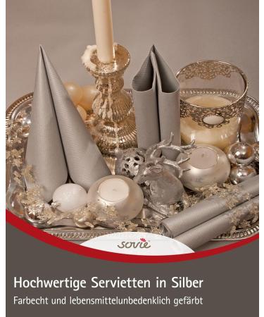 Buy Sovie Linclass Airlaid National Silver Napkins - 50 High-Quality Tearproof Disposable Napkins (40x40 cm) for Weddings & Parties - Buy Online on GoSupps.com