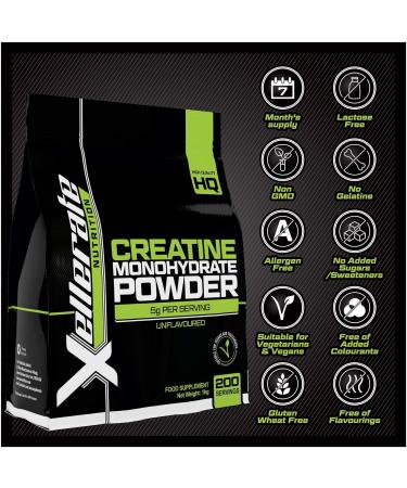 Xellerate Nutrition Creatine Monohydrate Powder 1kg - 200 Servings Sports Vegan - Made in UK, Pure & Unflavoured - Buy Online on GoSupps.com