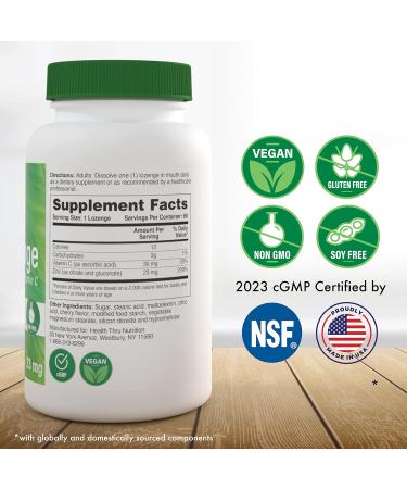 Zinc Lozenge with Vitamin C - 23mg Zinc, 30mg Vitamin C - Natural Cherry Flavor - Immune Support - Non-GMO, Gluten & Soy Free - 60 Count - Buy Online on GoSupps.com