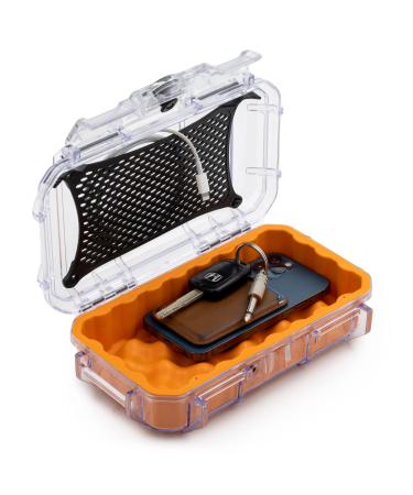 Evergreen 56 Clear Waterproof Dry Box Protective Case with Colored Rubber Insert - Travel Safe / Mil Spec / USA Made - for Tackle Organization of Cameras, Phones, Camping, Fishing, Tacklebox, Traveling, Water Sports (Orange)
