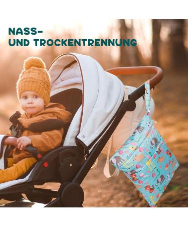 Buy Loscarol 2-Piece Wet Bag Set | Large Kindergarten & Small Diaper Wet Bag | Personalized Cloth Diaper Bags (Zoo) | International Shipping Available - Buy Online on GoSupps.com