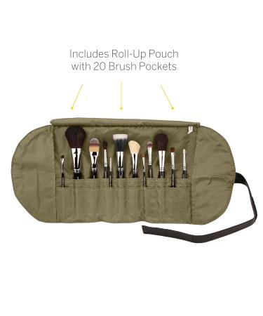 Bdellium Tools Professional Makeup Brush Set - 12pc Maestro Series with Roll-Up Pouch | International Shipping Available - Buy Online on GoSupps.com