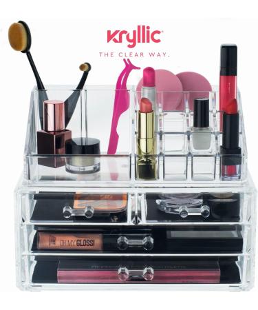 Premium Acrylic Makeup Jewelry Organizer - 16 Compartments & 4 Drawers for Lipsticks Brushes & Cosmetics - Clear Beauty Storage Solution - Buy Online on GoSupps.com