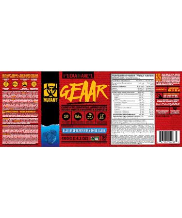 MUTANT GEAAR EAA Powder - 9.4g EAA 7g BCAAs 4g Leucine 30 Servings Blue Raspberry - 378g International Shipping Available - Buy Online on GoSupps.com