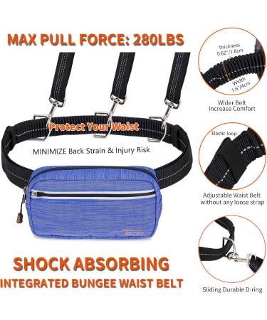 Shop TUDEC Dogs Jogging Line with Belly Belt | Reflective Free-Handed Leash for Large & Medium Dogs - Convenient Pocket & Cotal Bag Dispenser in Blue Gray - Buy Online on GoSupps.com