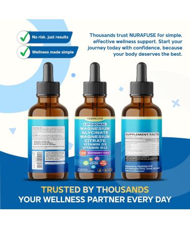 Liposomal Magnesium Glycinate Magnesium Citrate Vitamin D3 Vitamin B12 Liquid Drops Ultra Potent Raspberry Taste USA Made & Lab Tested 2 FL OZ (60ml) 2 Fl Oz (Pack of 1) - Buy Online on GoSupps.com