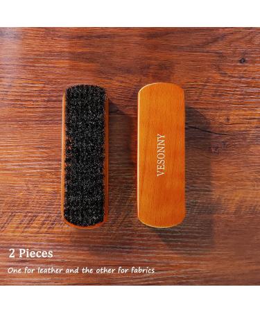 VESONNY 2Pcs Horsehair Shoe Brush Set for Leather Suede Sneakers - Brown - Buy Online on GoSupps.com
