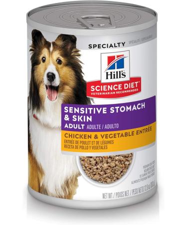Hill's Science Diet Adult Sensitive Stomach & Skin Small Bites Dry Dog Food Chicken Recipe & Adult Sensitive Stomach & Skin Canned Dog Food Chicken & Vegetable Entr e 12.8 oz 12 Pack wet dog food - Buy Online on GoSupps.com